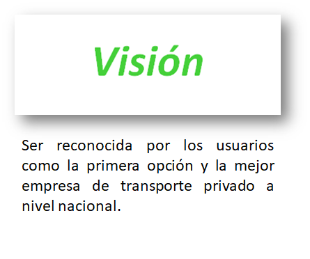 Ser reconocida por los usuarios como la primera opción y la mejor empresa de transporte privado a nivel nacional.